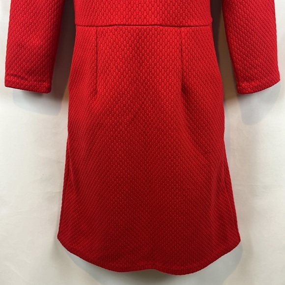 Boden Ribbed Zoe Ponte Tailored Mock Collar Pocket Red Dress Size 4 - Picture 6 of 11